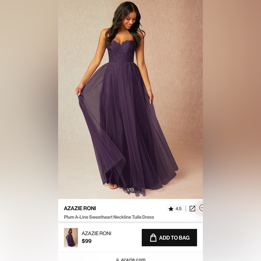 Azazie Roni Bridesmaid Dress Brand New